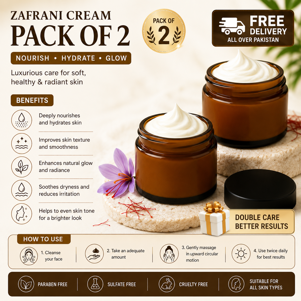 Pack of 2 - Zafrani Whitening Beauty cream | Results in 7 Days
